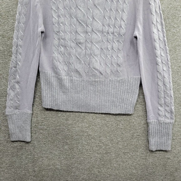Lucy Paris Womens Large Gray Cable Knit Ribbed Turtle Neck Sweater NWT - Picture 3 of 13